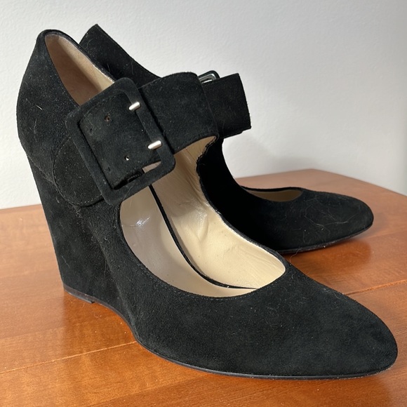🗝️Hobbs London Black Suede Wedge with Buckles - Picture 6 of 7